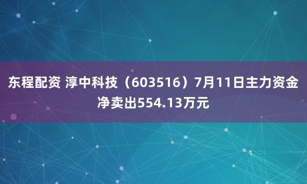 东程配资 淳中科技（603516）7月11日主力资金净卖出554.13万元