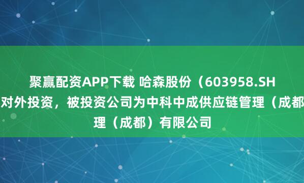聚赢配资APP下载 哈森股份（603958.SH）新增一起对外投资，被投资公司为中科中成供应链管理（成都）有限公司