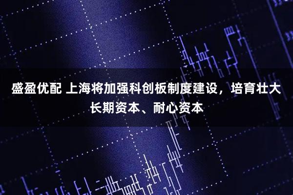 盛盈优配 上海将加强科创板制度建设，培育壮大长期资本、耐心资本