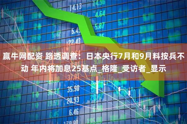 赢牛网配资 路透调查：日本央行7月和9月料按兵不动 年内将加息25基点_格隆_受访者_显示